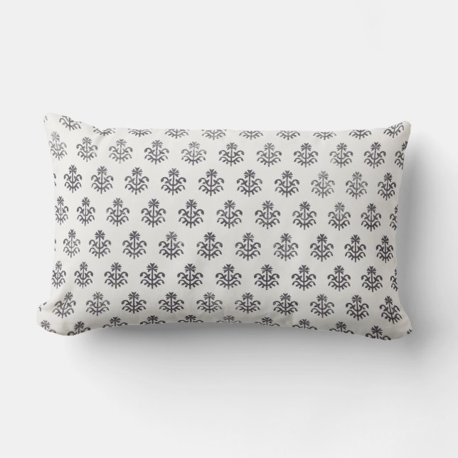 Indian block print  grey motif pillow (Front)