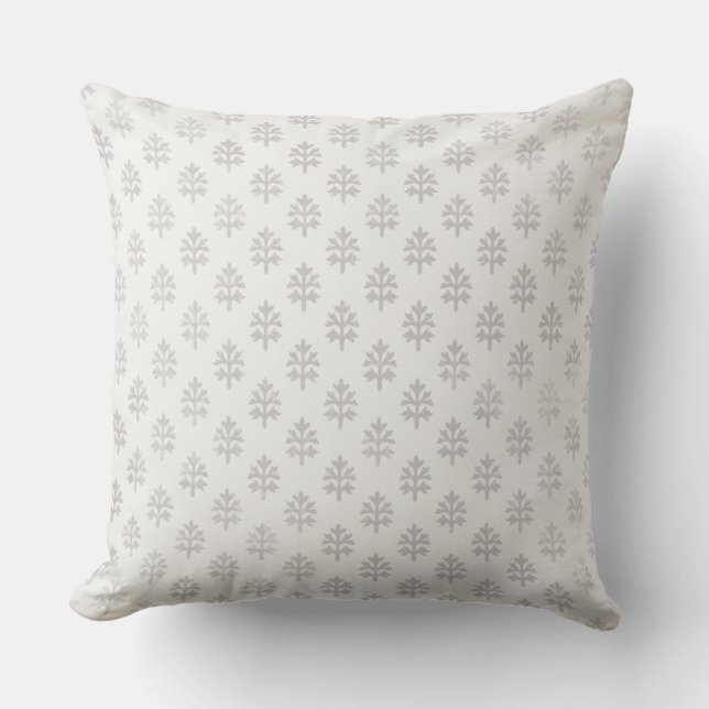 Indian block print inspired neutral pillow (Front)