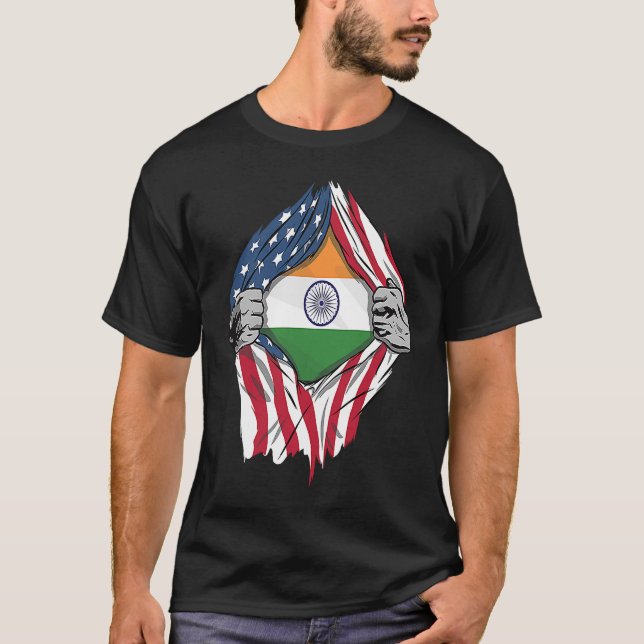 Indian Blood Inside Me India Flag T-Shirt (Front)
