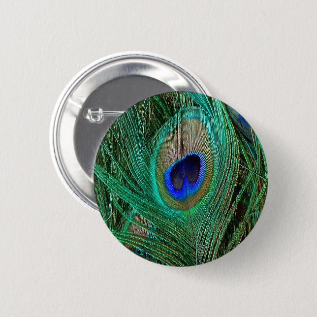 Indian Blue Peacock Feather 6 Cm Round Badge (Front & Back)