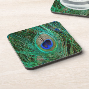 Indian Blue Peacock Feather Coaster