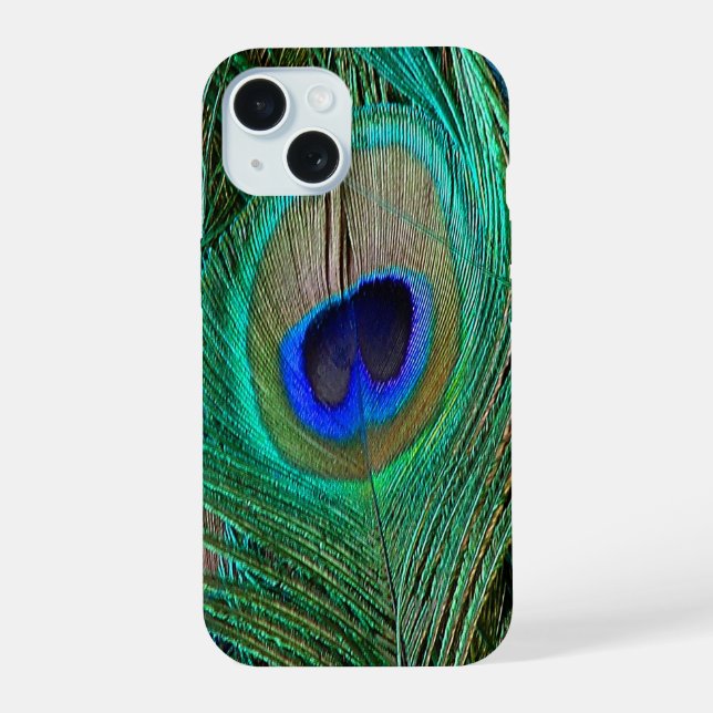 Indian Blue Peacock Feather iPhone 15 Case (Back)