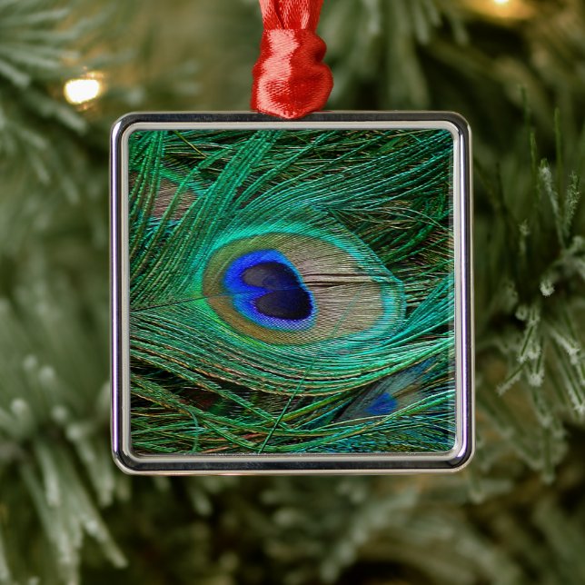 Indian Blue Peacock Feather Metal Ornament (Tree)