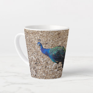 Indian Blue Peafowl latte mug