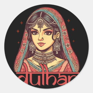 Indian Bride To Be Bridal Desi Wedding Party Dulha Classic Round Sticker