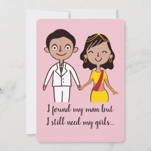 Indian Bridesmaid - guy and girl Invitation (Front)