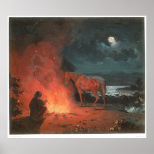 Indian by a Campfire (0744A) Poster