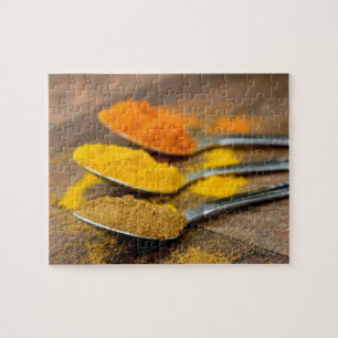 Indian Chef Kitchen Cookery Spices on Spoons Jigsaw Puzzle