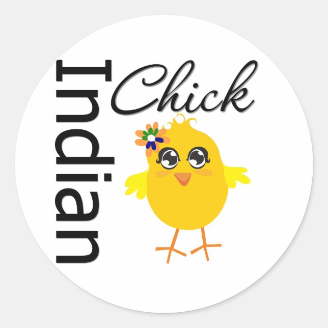 Indian Chick Classic Round Sticker (Front)
