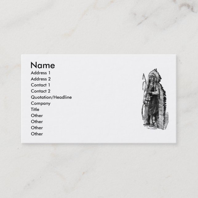Indian Chief Business Card (Front)