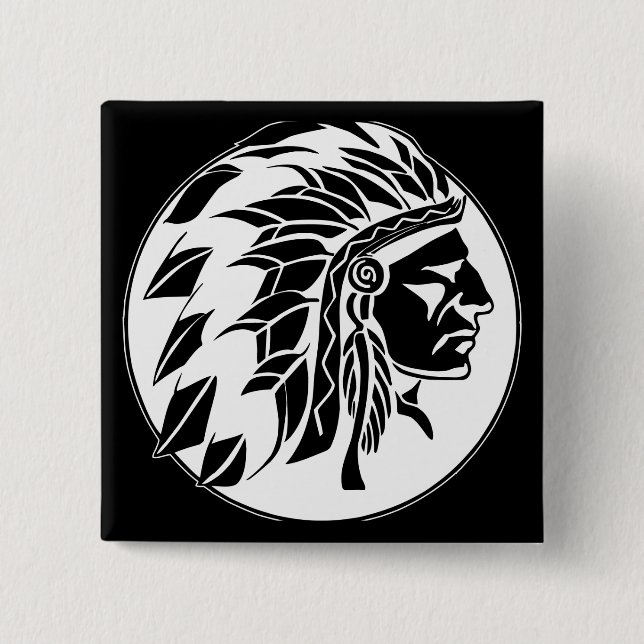 Indian Chief Head 15 Cm Square Badge (Front)