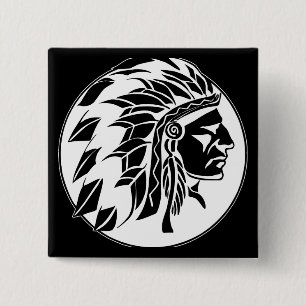 Indian Chief Head 15 Cm Square Badge