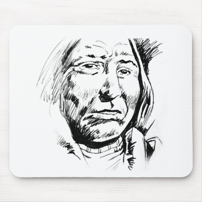 Indian Chief Ink Sketch Motivational Mouse Pad (Front)
