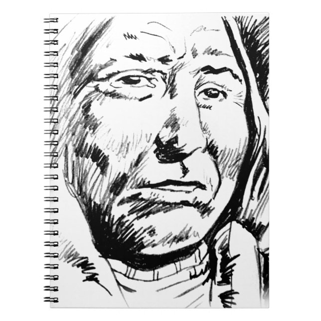 Indian Chief Ink Sketch Motivational Notebook (Front)