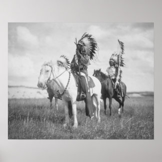 Indian Chief on Horseback, 1905. Vintage Photo Poster