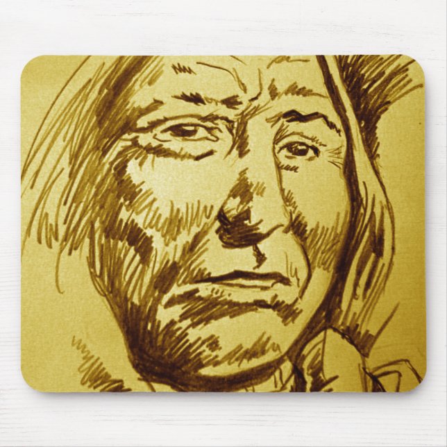 Indian Chief Pencil Sketch Mouse Pad (Front)