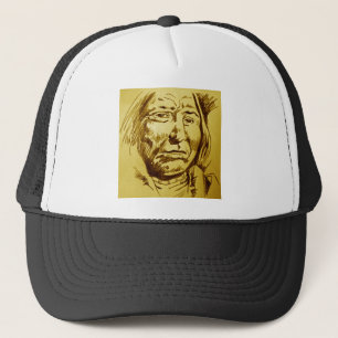 Indian Chief Pencil Sketch Trucker Hat