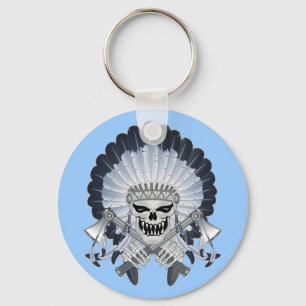 Indian Chief Skull Key Ring