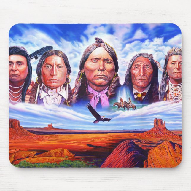 Indian Chiefs Native Americans Painting Custom Mouse Pad (Front)