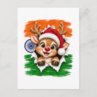 Indian Christmas Reindeer Invitation Postcard