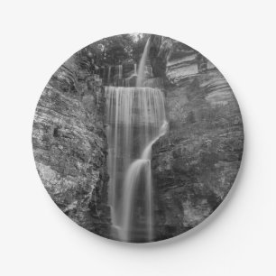 Indian Cliff Falls Grayscale Paper Plate