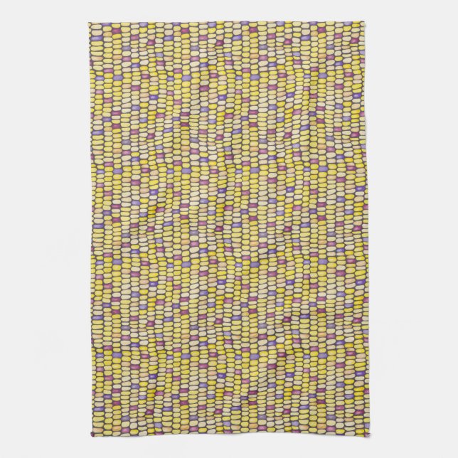 Indian Corn Watercolor Pattern Kitchen Towel (Vertical)