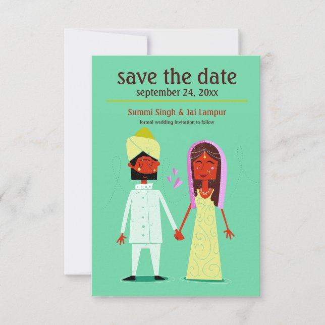 Indian Couple Save the Date Announcement (Front)