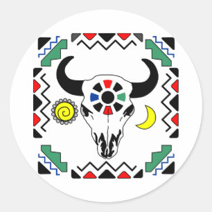 Indian Cow Skull Classic Round Sticker