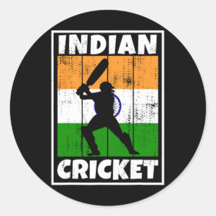 Indian Cricket Fan Flag Of India Cricket Classic Round Sticker