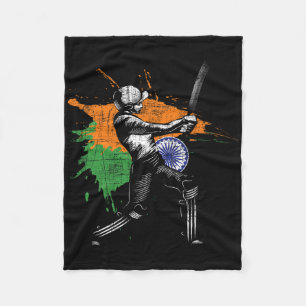 Indian Cricket Game - Cricketer Tsman Tting Cricke Fleece Blanket