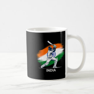 Indian Cricket With Flag Coffee Mug