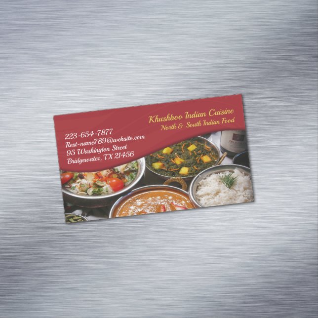 Indian Cuisine Magnetic Business Card (In Situ)