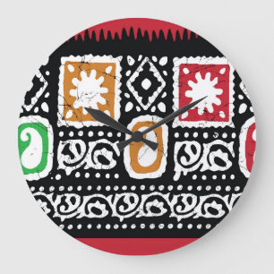 Indian Culture: Traditional Art Design Large Clock