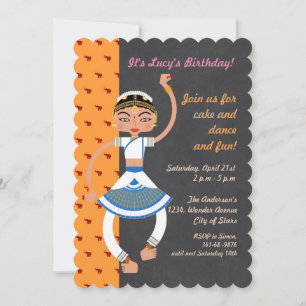 Indian dancing girl Birthday Party invitation