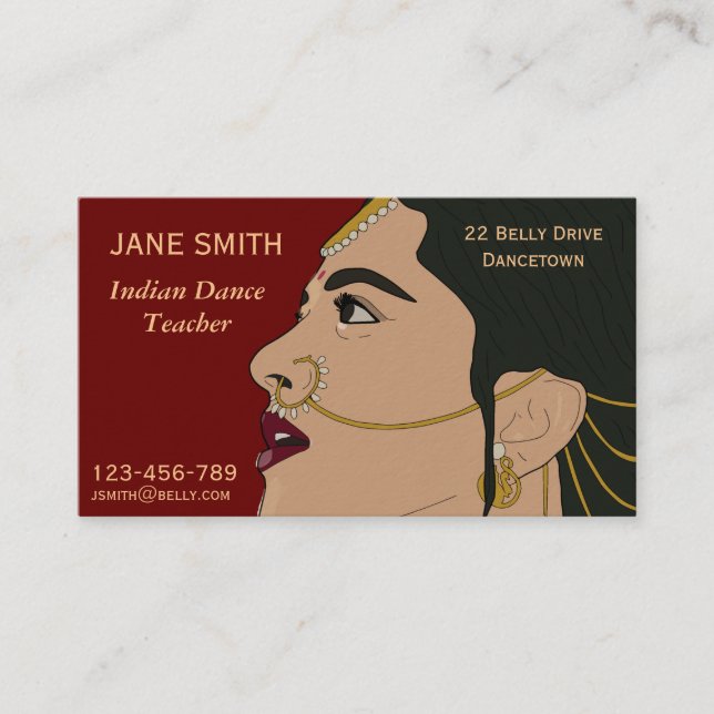 Indian Dancing teacher dance teacher dance studio Business Card (Front)