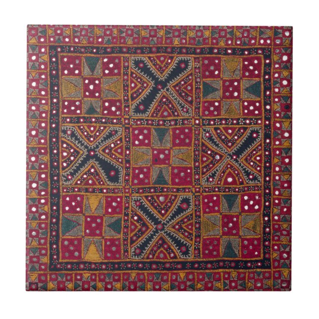 Indian Decorative Art Print Ceramic Tile (Front)