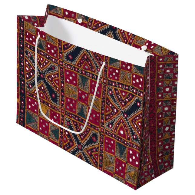 Indian Decorative Art Print Large Gift Bag (Front Angled)
