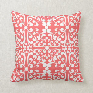 Indian Decorative motif in coral Cushion