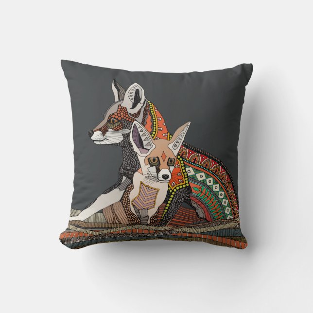 Indian desert foxes ebony cushion (Front)