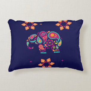 INDIAN DIWALI ELEPHANT COLORFUL DESIGN DECORATIVE CUSHION