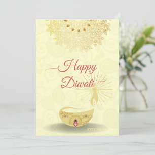 Indian Diwali Festive Diya with Mandala Holiday Card