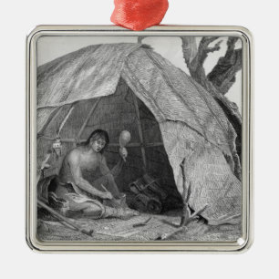 Indian Doctor Concocting a Pot of Medicine Metal Tree Decoration