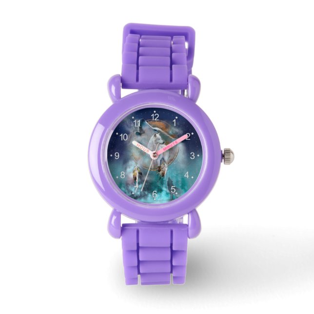 Indian dreamcatcher and ethnic tribal head wolf watch (Front)