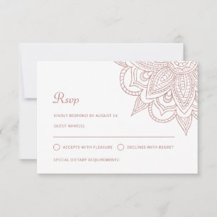 Indian Elegant Rose Gold Mehndi Hindu Wedding RSVP Card