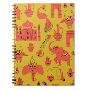 Indian Elements, Hand Drawn Vintage. Notebook
