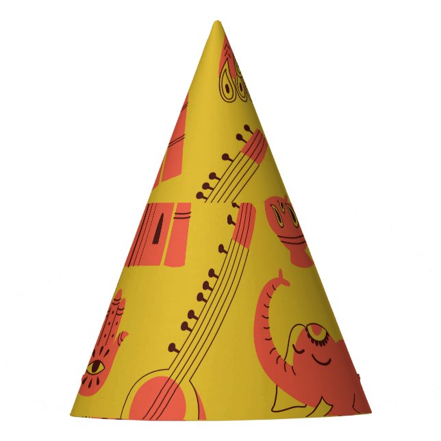 Indian Elements, Hand Drawn Vintage. Party Hat (Front)