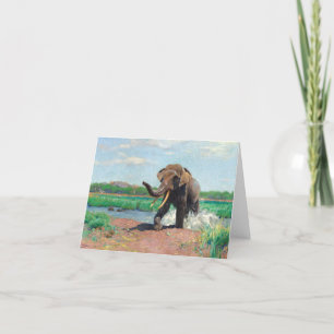 Indian Elephant at a Waterhole by Wilhelm Kuhnert Thank You Card