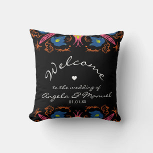Indian Elephant Floral Black Wedding  Cushion