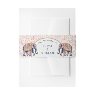 Indian Elephant Floral Wedding Invitation Belly Band
