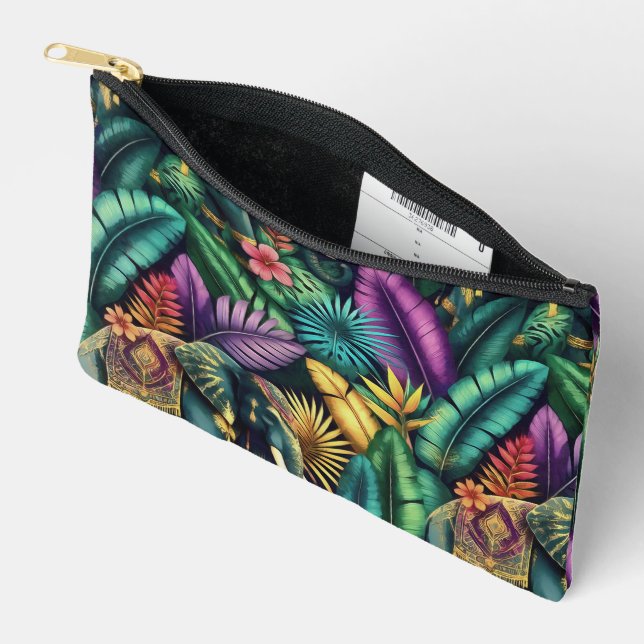 Indian Elephant Jungle Dreams Seamless Surface Accessory Pouch (Open)